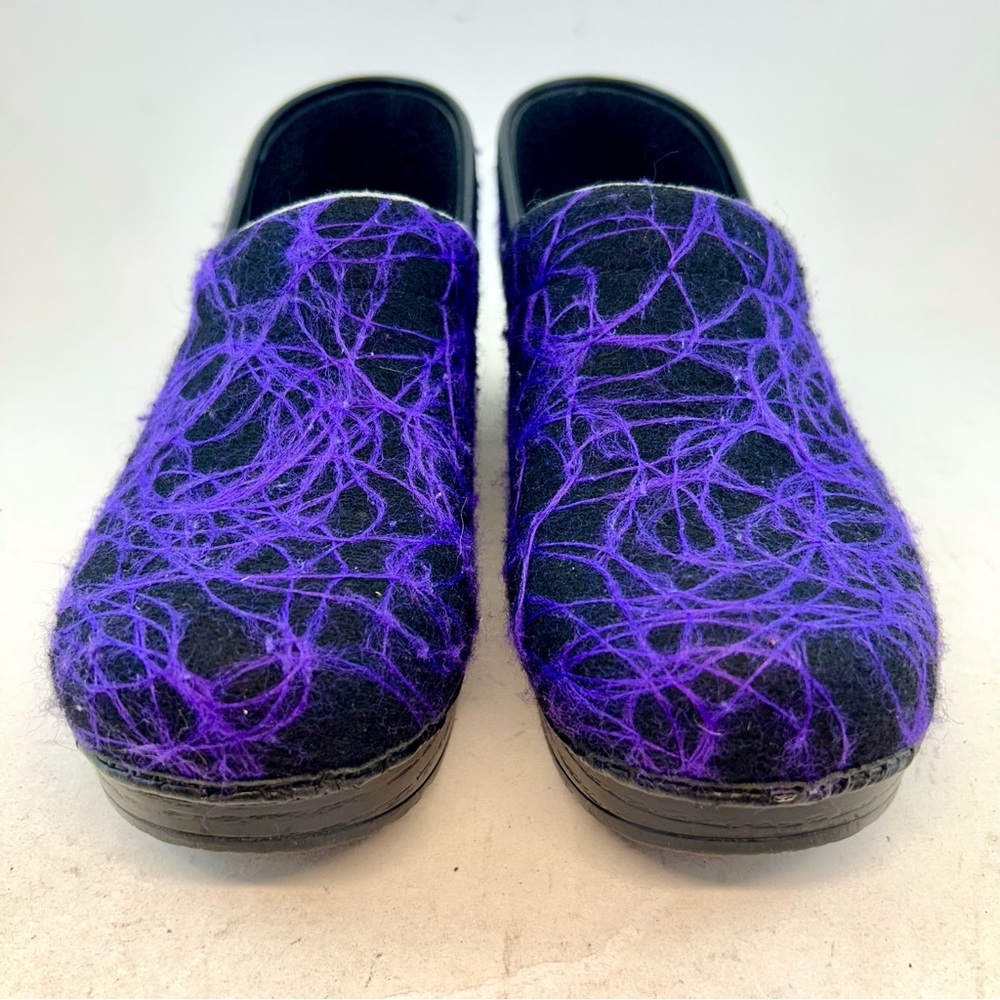Dansko Purple Swirl Confetti Yarn Scribble Professional Stapled Clogs 38 7.5 8 - Picture 2 of 12